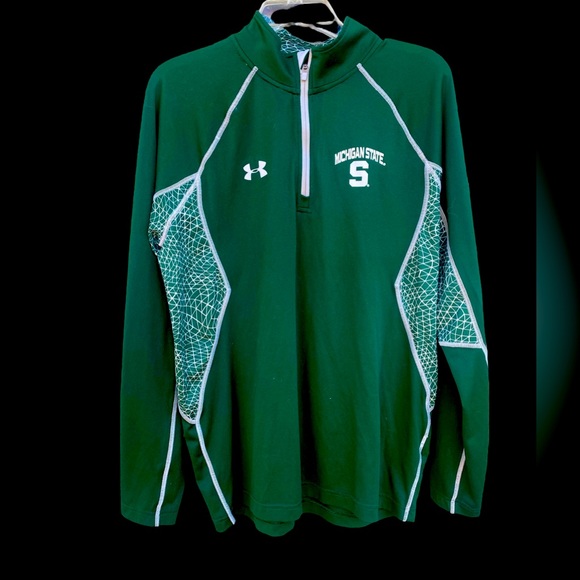 Men’s Michigan State Under Armour Heatgear 1/4 Zip Long Sleeve Pullover | Sz Med - Picture 2 of 12